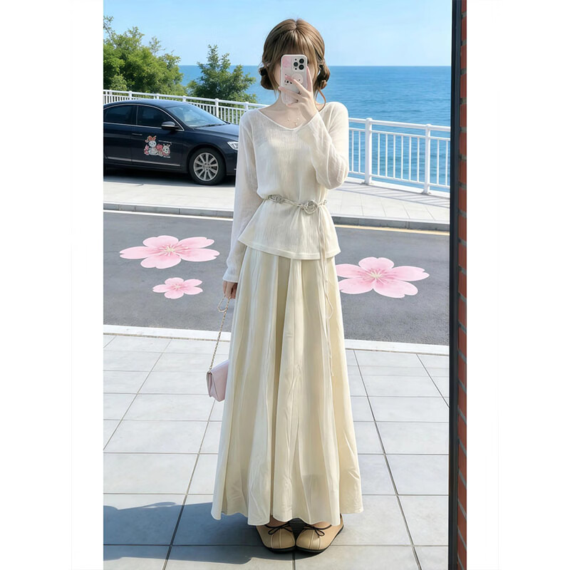 ѩ��������XUEFEILANQI���紺������Ư����ʽ��װ����ȹ��Ů��2026�¿�޺ÿ���ȹһ���� ǳ��ɫ����+��ɫ��ȹ S 158Ԫ