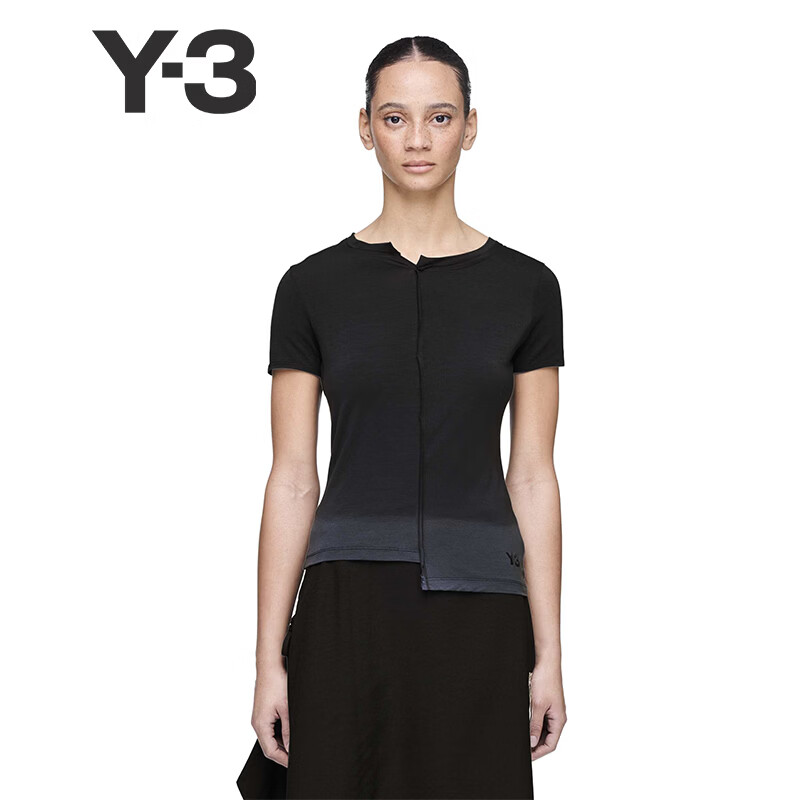 Y-3【618】y3夏季新款女装不规则领短袖T恤上衣55-KF1089 黑色 XS (165) 80Y