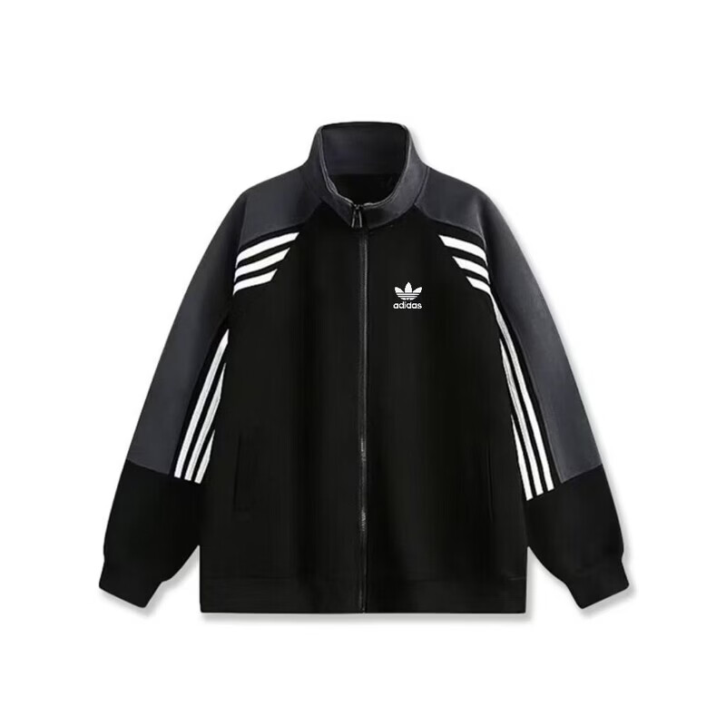 Y-3春秋季新款男女三叶草同款运动夹克立领开衫休闲卫衣情侣 黑色三叶 2XL (170-195)斤