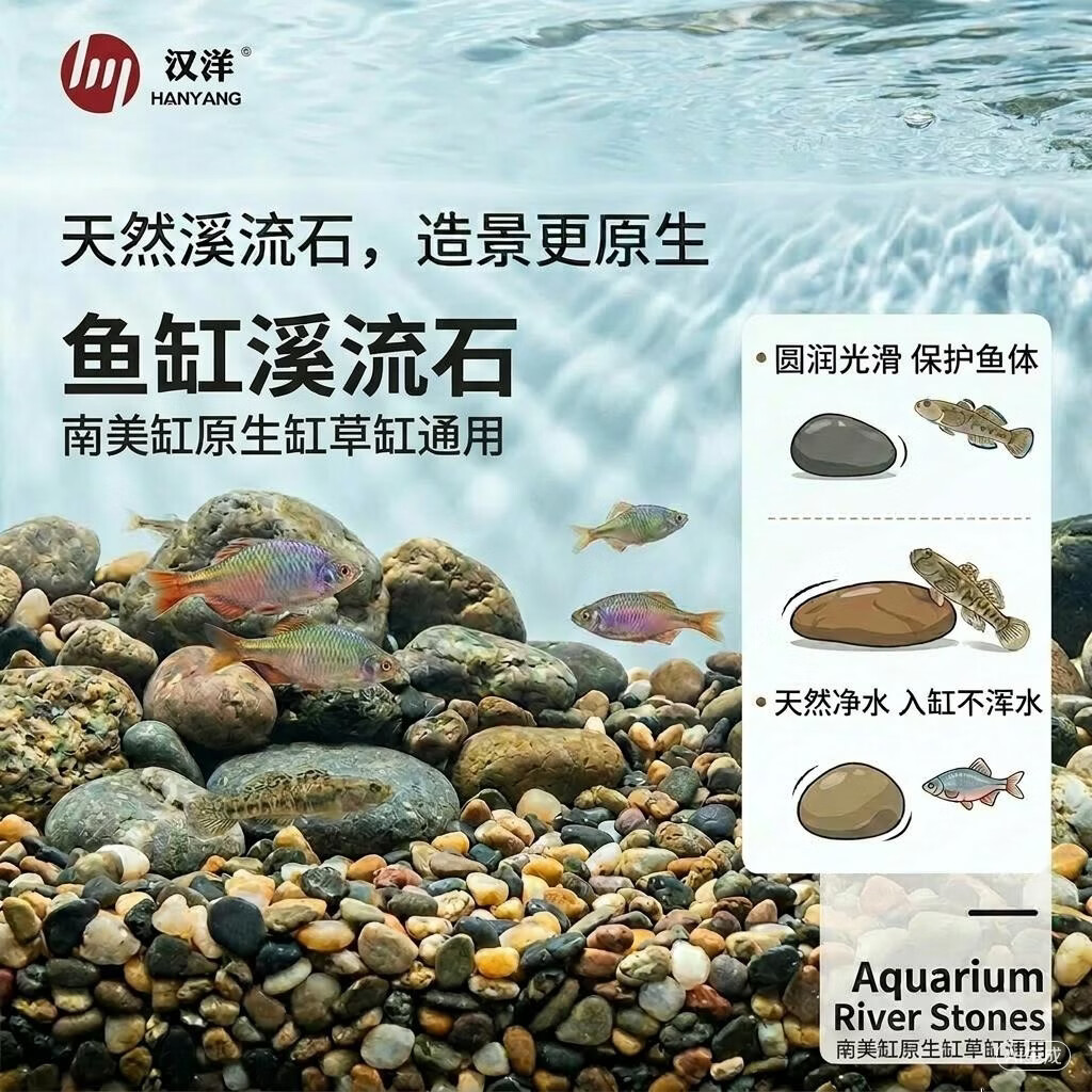 HANYANG鱼缸溪流石溪流缸底砂造景底沙子水草装饰雨林缸铺底石头子2kg