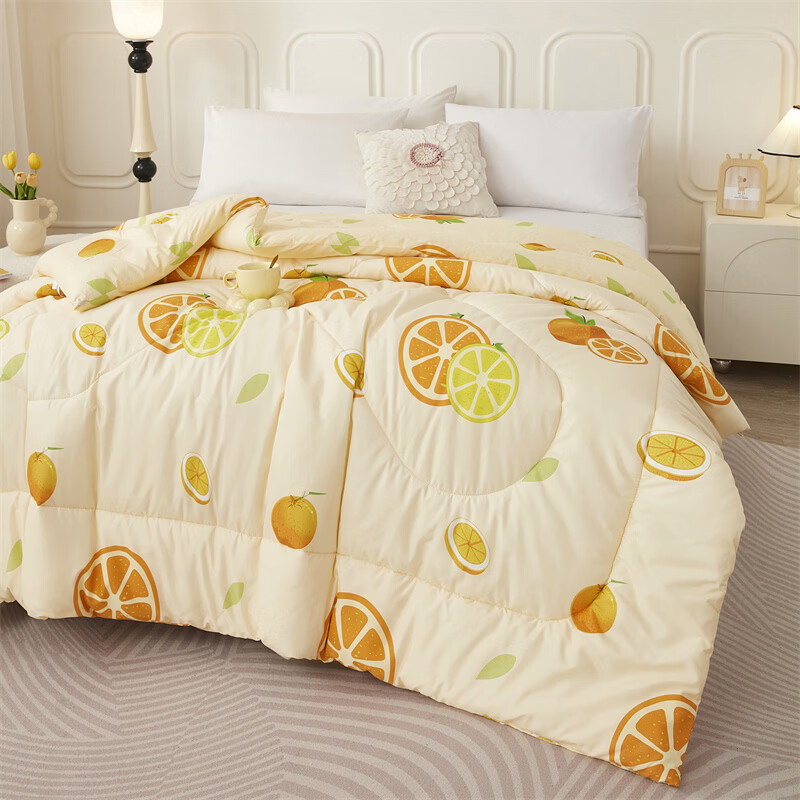 唐纳家纺空调被夏季凉感夏被可机洗透气不闷汗双人薄款夏凉被 亲肤棉四季被-心想事成【单夏被 裸睡】 150cm*200cm