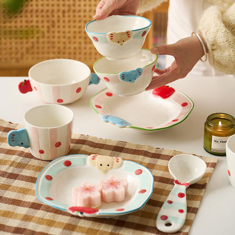 咏幻碗盘碟餐具套装家用乔迁新居漂亮陶瓷釉下彩碗具生日新婚礼物 1人食-蓝色15件套【送礼盒包装】