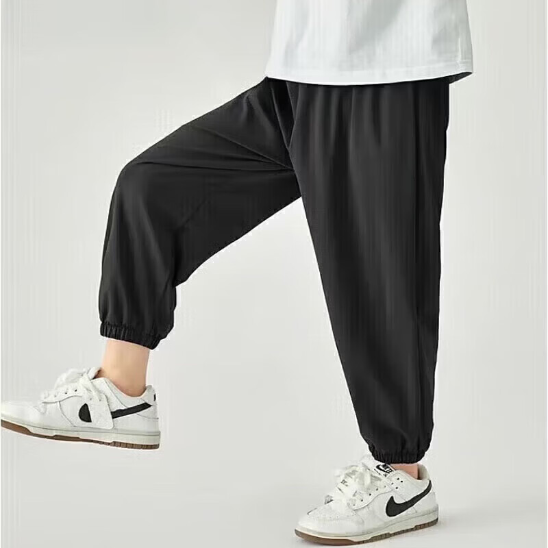 小猪班纳（PEPCO）儿童夏季2026新款冰丝凉感透气速干男女童户外运动裤百搭休闲速干 黑色 160 建议身高145-155