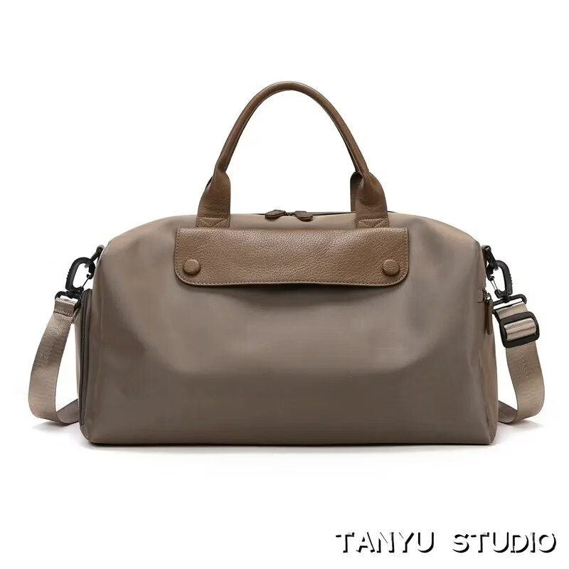 手提旅行健身包斜挎包运动干湿分离背包游泳包大容量行李包袋 卡其色(含鞋仓+干湿分离袋)