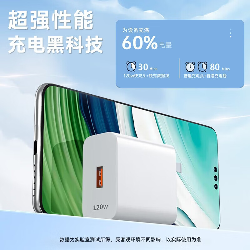 艾勒丝汀【3C安全认证丨过压保护】适配华为充电器120W/66W/100W闪充type-c手机充电头线Mate80荣耀数据线 【线充套装】120W充电器+【1米】6A快充线 【国家3C认证】适配华为荣耀vivo小米oppo等