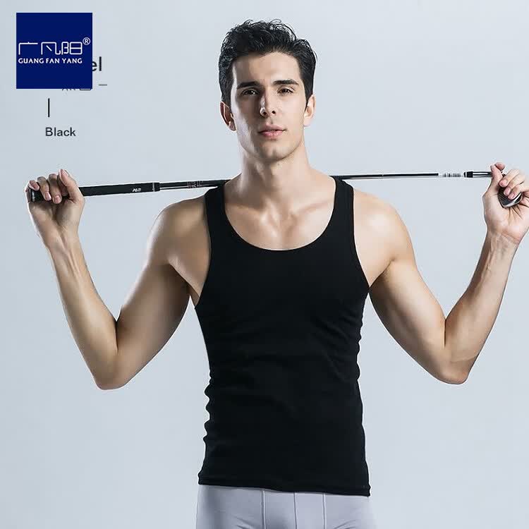 广凡阳纯棉短袖男士背心2026夏季新款打底无袖t恤全棉运动健身坎肩汗衫 白色 L 建议90-12斤