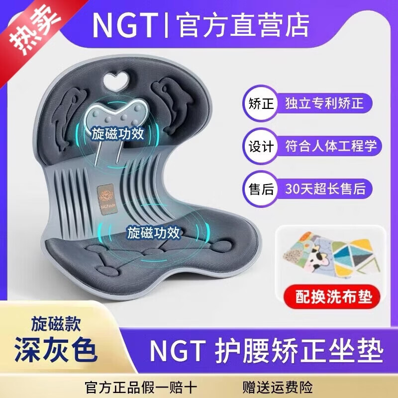 NGTstyle护腰坐垫花瓣垫靠椅办公室久坐不累神器旋磁矫正背靠学生美臀椅 磁旋深灰色【日本研发第四代】