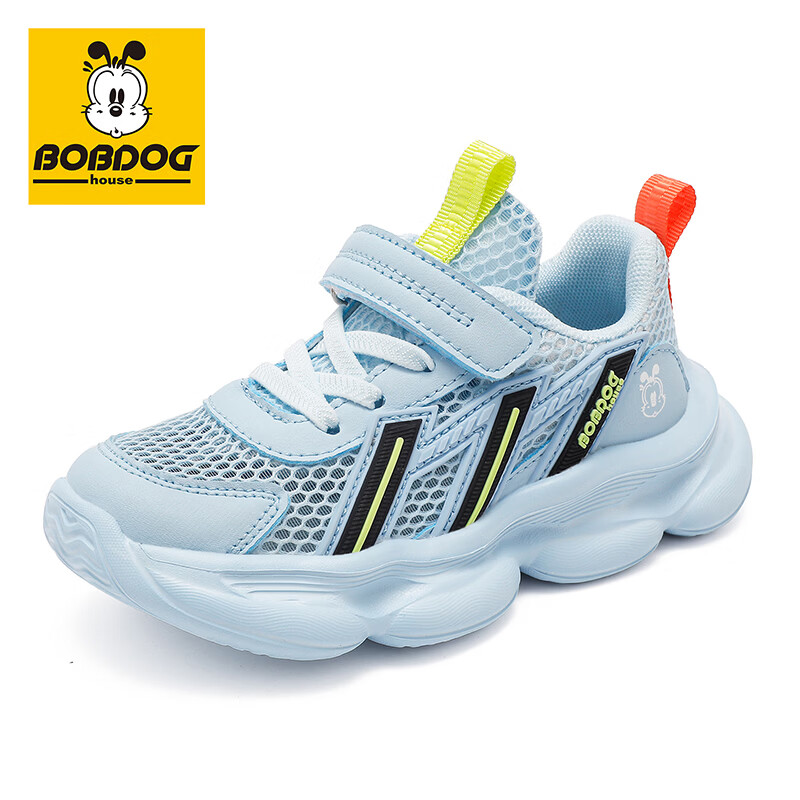 巴布豆（BOBDOG）童鞋男童夏季单网跑鞋2026透气儿童运动鞋女孩休闲鞋中大童鞋子 石磨蓝 30 适合脚长18.3cm