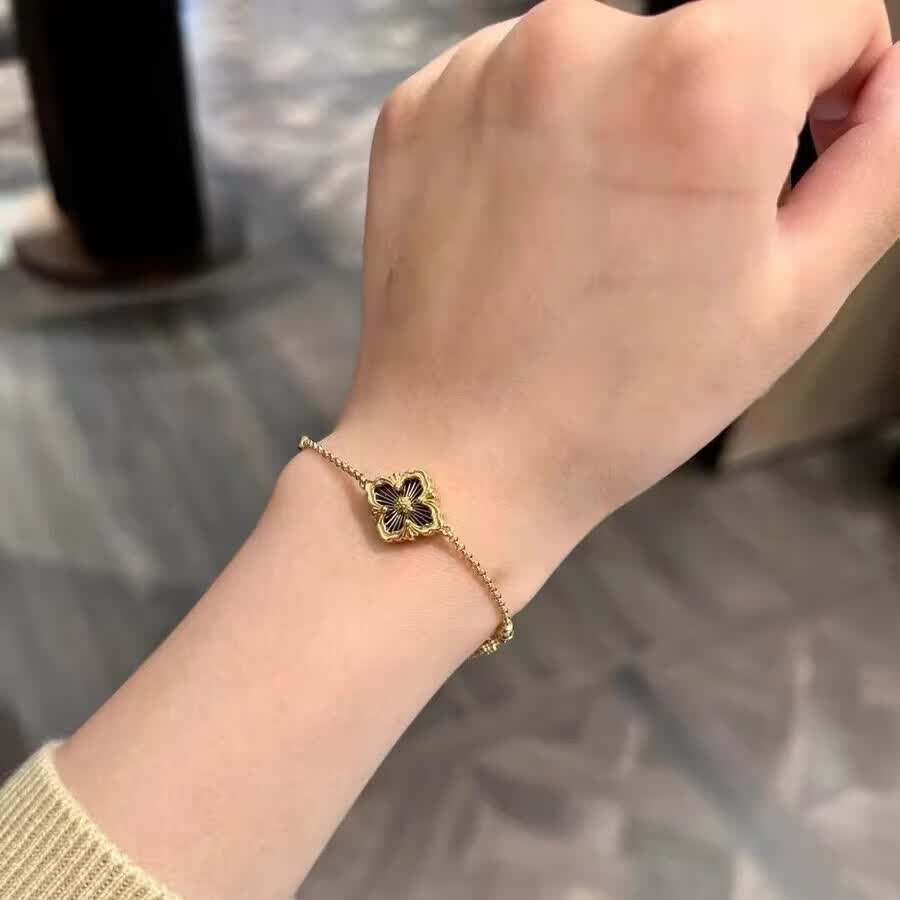 拉夏缇LACHATI 意大利布契拉提薄纱歌剧院蓝珐琅手链四叶草精致优雅时尚 薄纱歌剧院手链 蓝珐琅