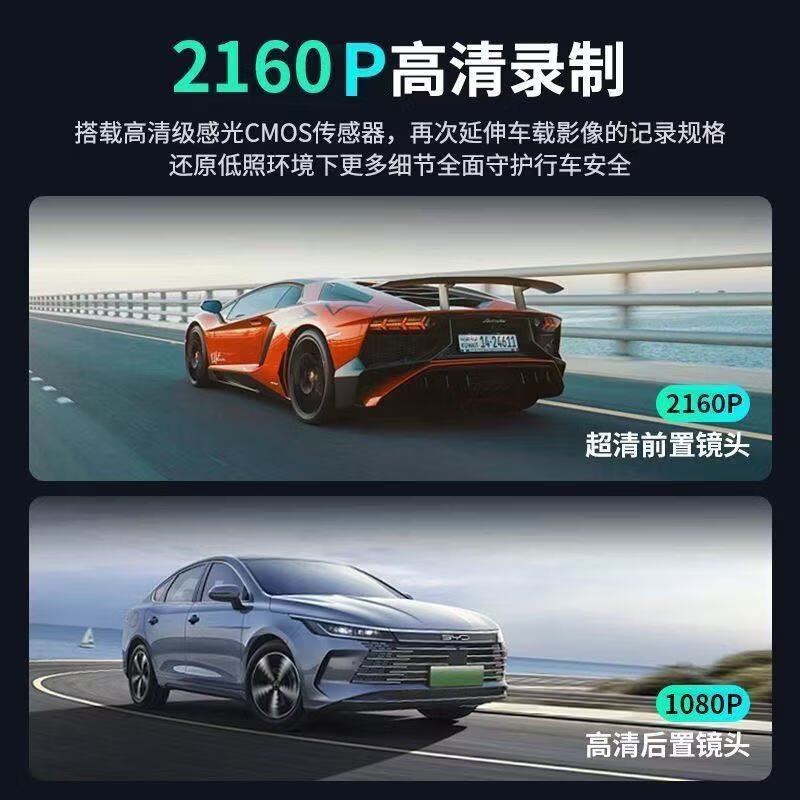 小米芯2026新款无线监控摄像头4k超高清夜视汽车行车记录仪前内后三录360度全景手机APP互联免走线 2160双镜头【车前-车内】高清夜视版 APP互联链接查看版【64G卡】