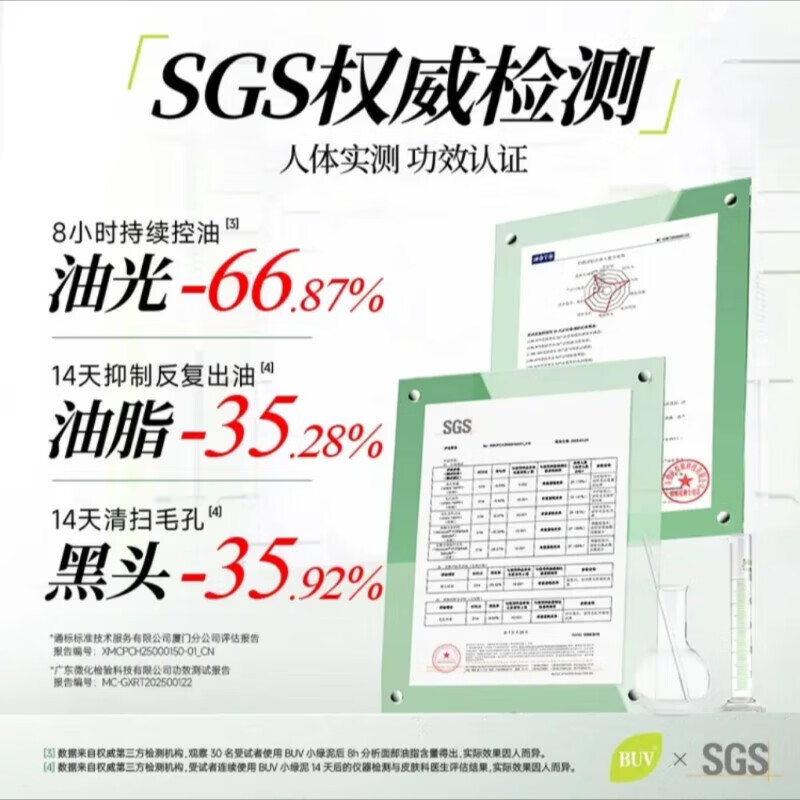 BUV蔡徐坤黄子韬代言小绿泥叶绿素植萃净透洁泥控油毛孔去黑头洗面奶 BUV叶绿素植萃洁颜泥100g*2瓶