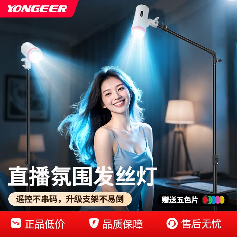 YONGEER M90PRO发丝灯主播直播间补光灯人鱼姬头顶灯神明少女轮廓摄影打光灯 M90-PRO发丝灯 【顶灯款】