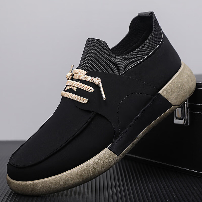 2026春季新款一脚蹬男士开车鞋防滑耐磨板鞋子复古时尚百搭潮lrx 黑色 43 （建议拍大一码）