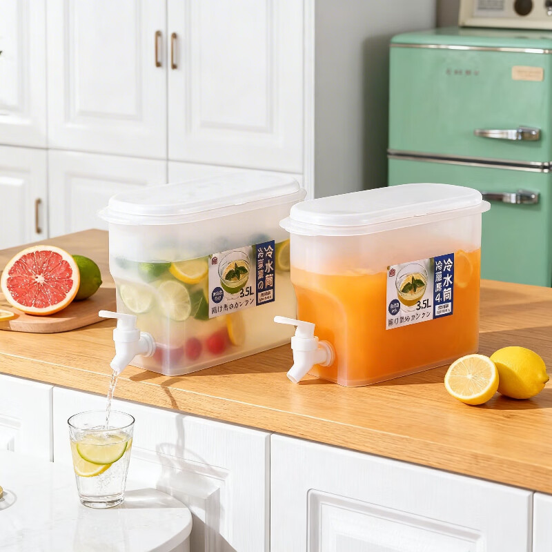 冰箱冷水壶带龙头家用大容量日式塑料冰凉开水杯饮料桶 白色冷水壶【1个】自带龙头
