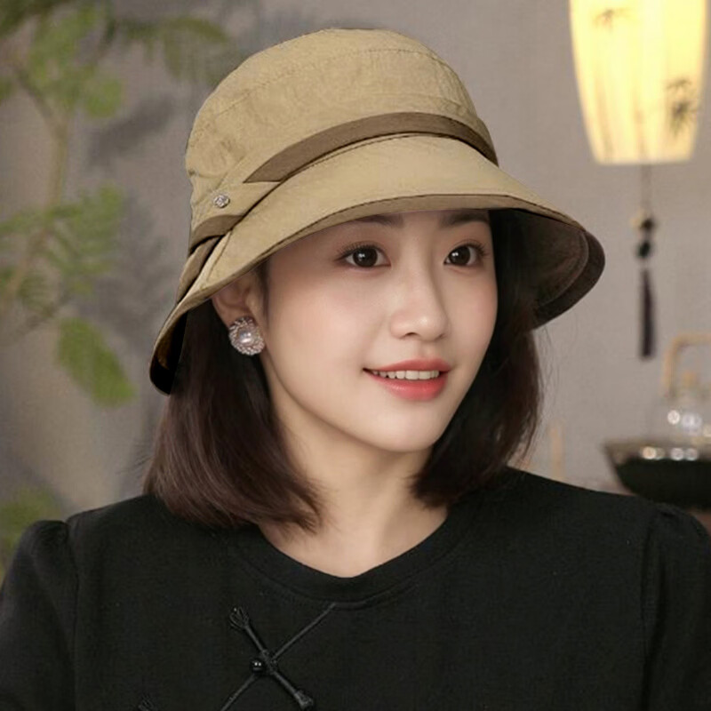 蕉下（beneunder）轻薄速干遮阳防晒帽春秋2026新款洋气渔夫帽凉帽遮脸出游太阳帽女 卡其色 【轻薄速干】送防风绳 可调节56-58cm