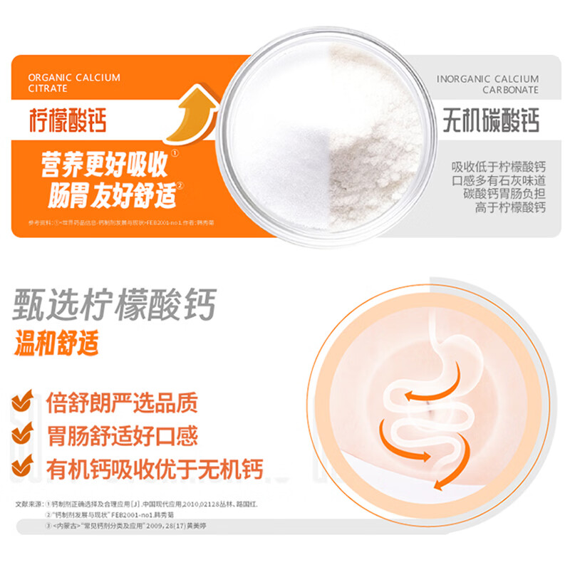 倍舒朗（MEDISSENS）®柠檬酸钙维生素d3咀嚼片含浓缩乳清蛋白维生素B1B2成人中老年 80片*3瓶