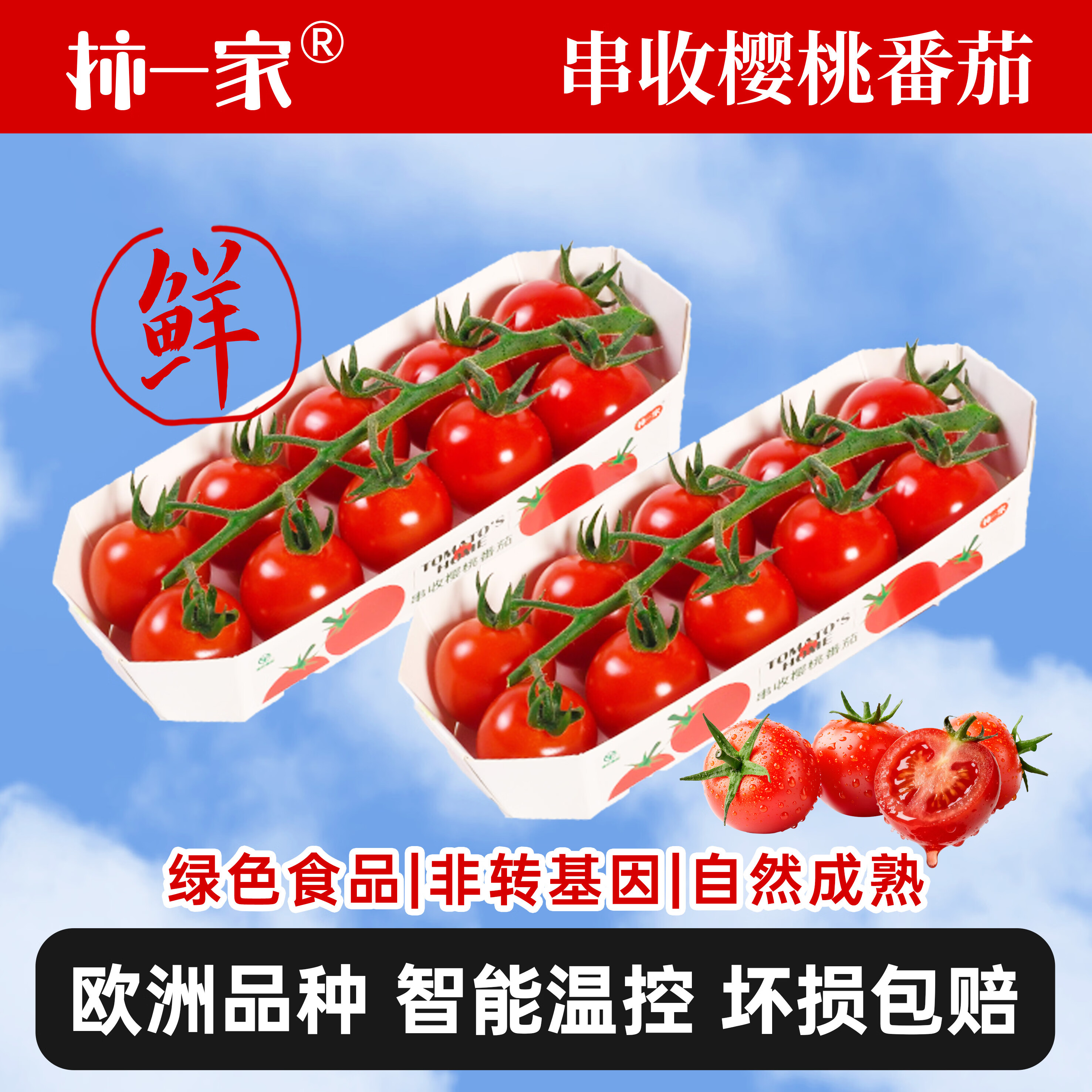 京鲜生&柿一家 串收樱桃番茄123g*4条 随享礼盒鲜甜水果小柿子源头直发