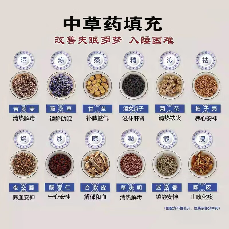 助眠枕头深度睡眠改善失眠多梦焦虑神经衰弱安神助眠护颈椎中药枕 单只 【109味中药】安睡整晚安睡整晚