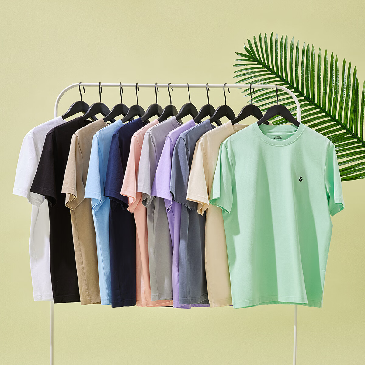 杰克·琼斯（JACK&JONES）26年男装四季打底T恤男士凉感透气多色情侣款短袖t恤水洗不易走形 白色A06 M 175