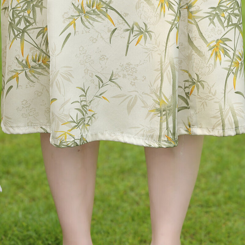 羽主流新中式妈妈夏装洋装洋派2026新款中老年女装贵夫人夏季国风裙子 76款白色 XL 建议105斤以内