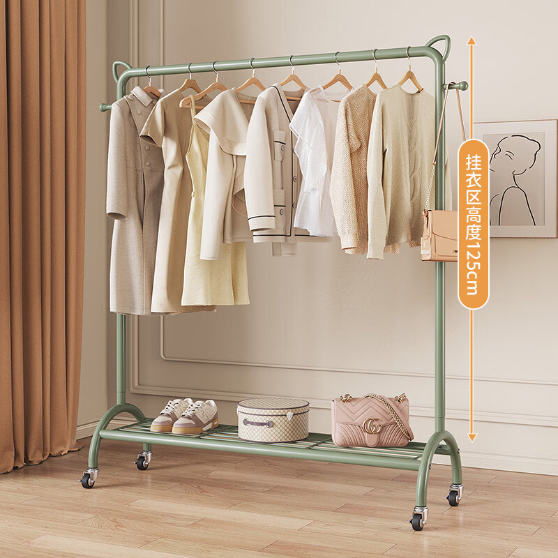 咏幻加粗晾衣架移动挂衣架杆落地卧室内家用儿童房间衣服收纳置物架子 轻奢金6 0【22加粗管/可挂冬衣】