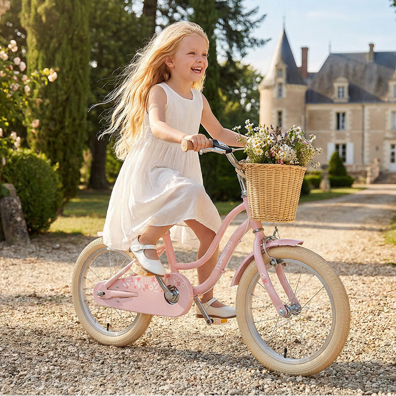 途锐达（TOPRIGHT）暖暖儿童自行车6-12岁女孩骑行16寸公主车学生专用女童单车脚踏车 暖暖复古米胎版 20寸适合身高125-155CM