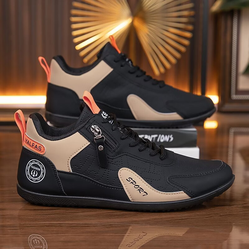 春夏热卖男士皮面一脚蹬时尚休闲鞋舒适开车鞋百搭英伦风运动鞋 黑色-K018 41 码