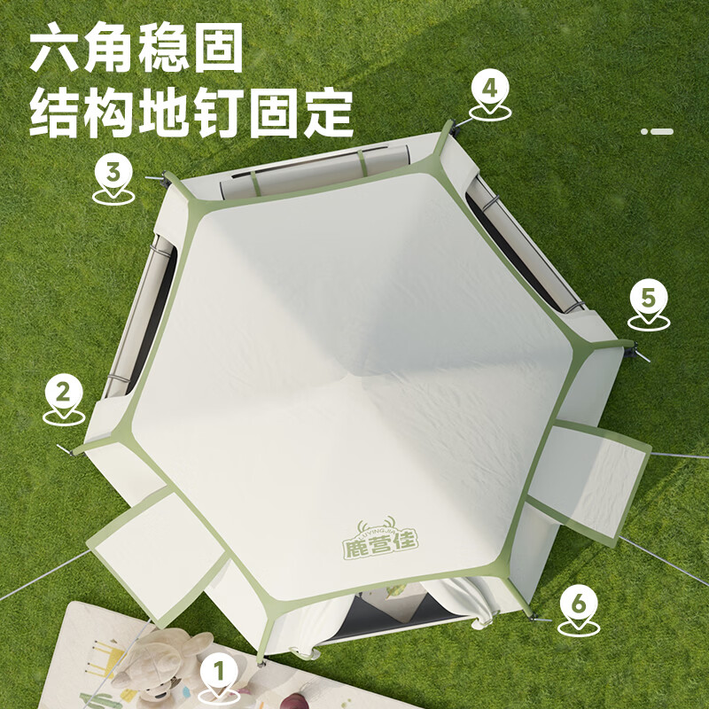 鹿营佳铝合金杆钛黑胶防晒帐篷户外露营全自动速开防雨野外过夜星空顶