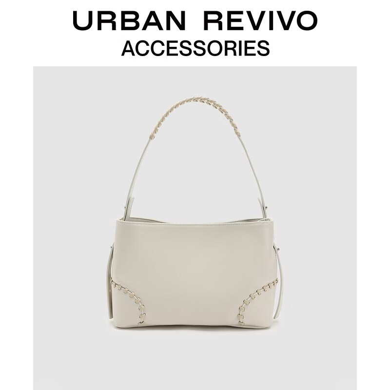URBAN REVIVO2026夏季新款女士编织装饰通勤单肩包UAYB60039+ 米白