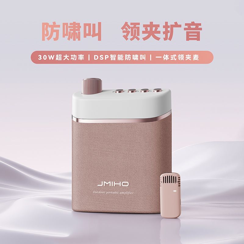 杰美惠新款教师专用无线领夹式扩音器兼容有线智能防杂音便携式导游摆摊专用领夹扩音器 紫色30W【支持TF卡+蓝牙功能+兼容有线麦克风】
