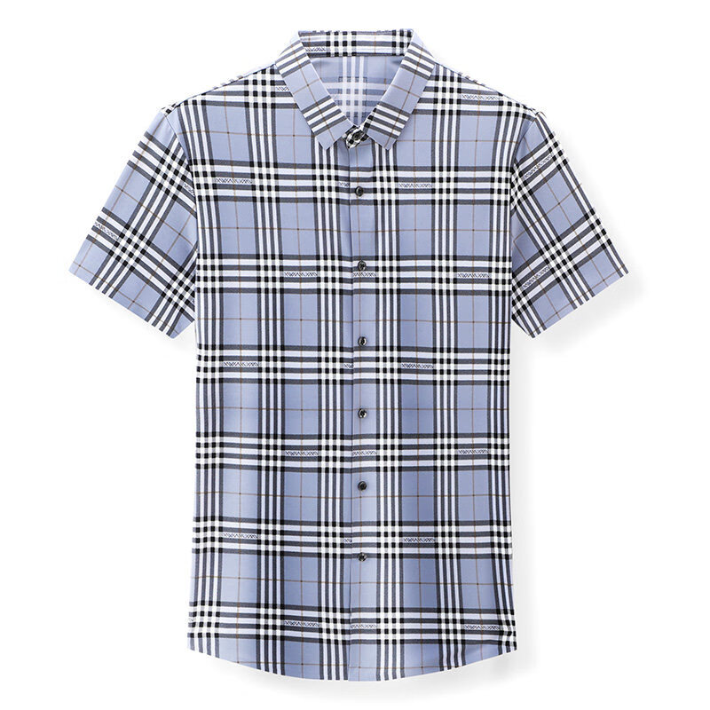 B PRORSUM巴宝莉新款夏季伦巴彩虹小马短袖衬衫男士格子免熨烫冰 丝感刺绣 十大奢侈品男装卡其色 M 165_