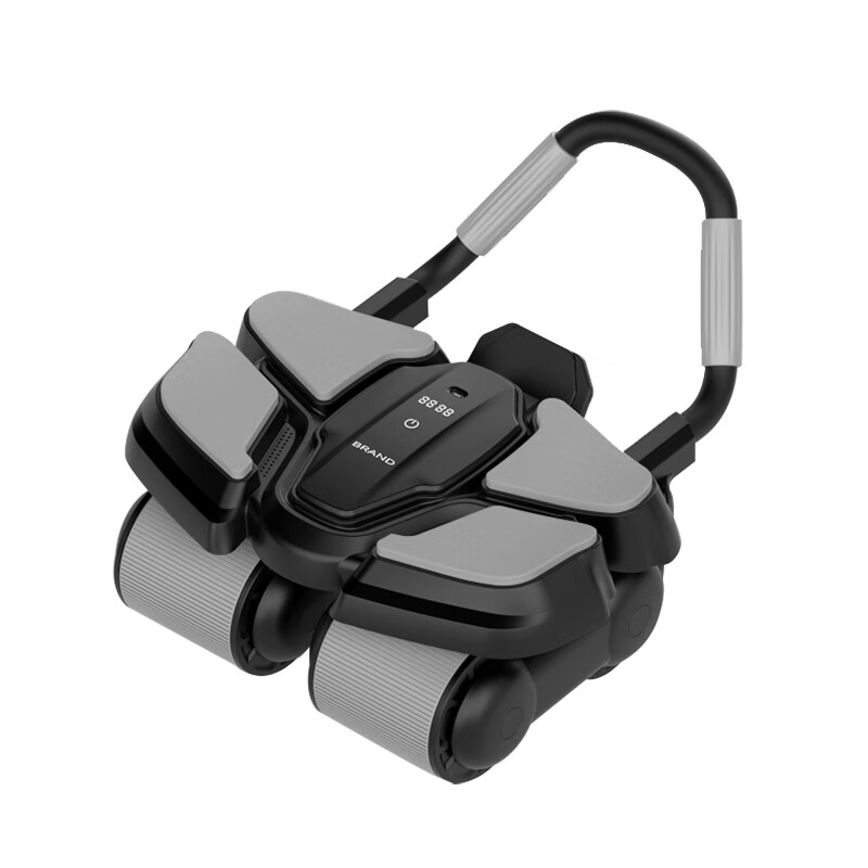 361°健腹轮自动回弹肘撑四轮健身运动器材腹肌训练器瘦肚子收腹练腹肌 特大黑色【智能数显+自动回弹】(送跪垫)