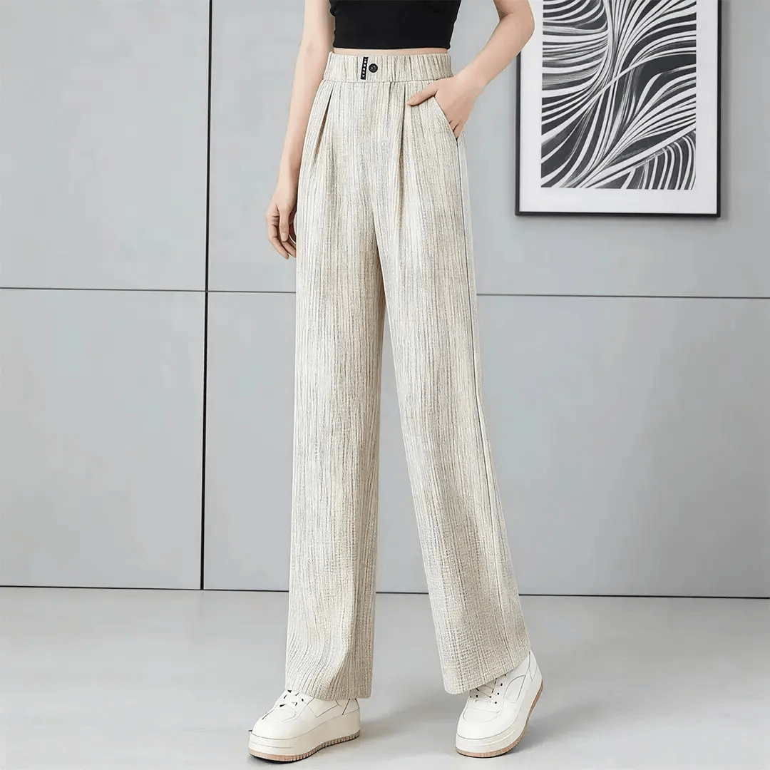 【轻奢品质】阔腿裤女夏2026新款高腰宽松直筒休闲裤子女高级感 杏灰色 L 【建议90-110斤】