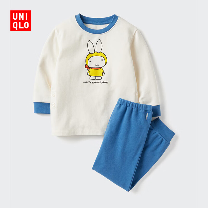 优衣库婴幼儿宝宝UT绘本合作系列睡衣长袖起居服481901 64 湖蓝色 110