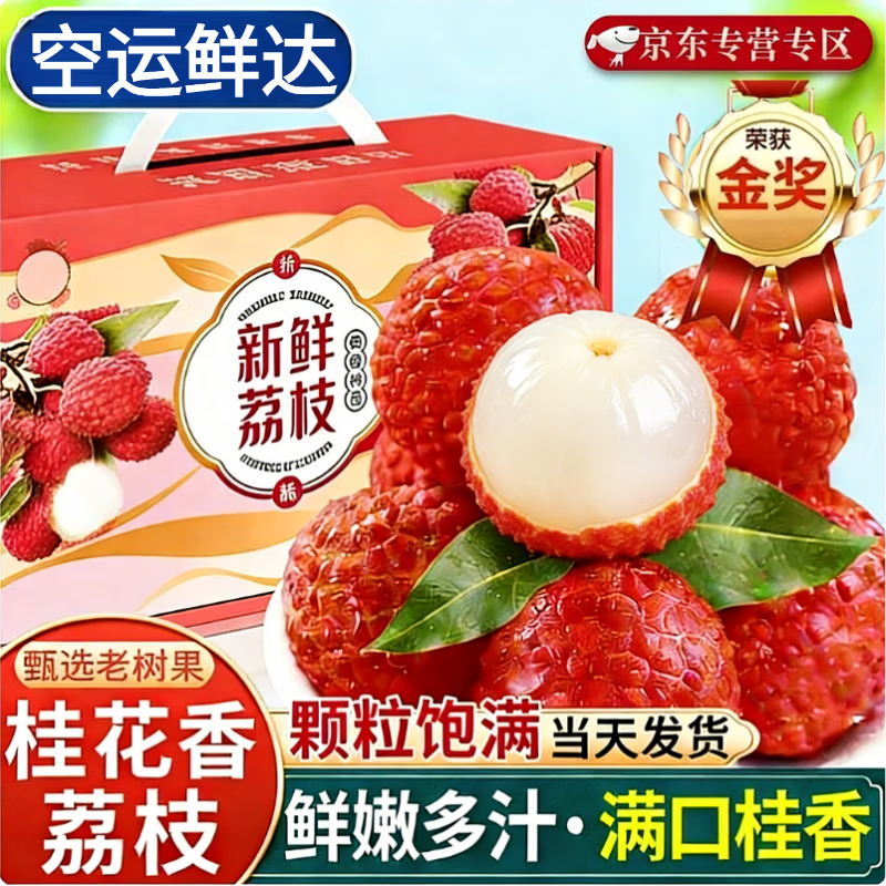 壹萌果蔬海南荔枝【JD顺丰空运次日达】荔枝新鲜桂花香味水果礼盒送礼 3斤装【爆款主荐-80%人买】净2.5斤 【爆汁甜】甄品果丨单果18-20g