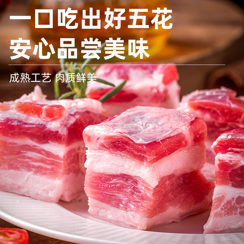 龙大肉食带皮五花肉净重2斤 猪五花烤肉烧烤食材 猪肉肥瘦均匀生鲜冷冻 2斤