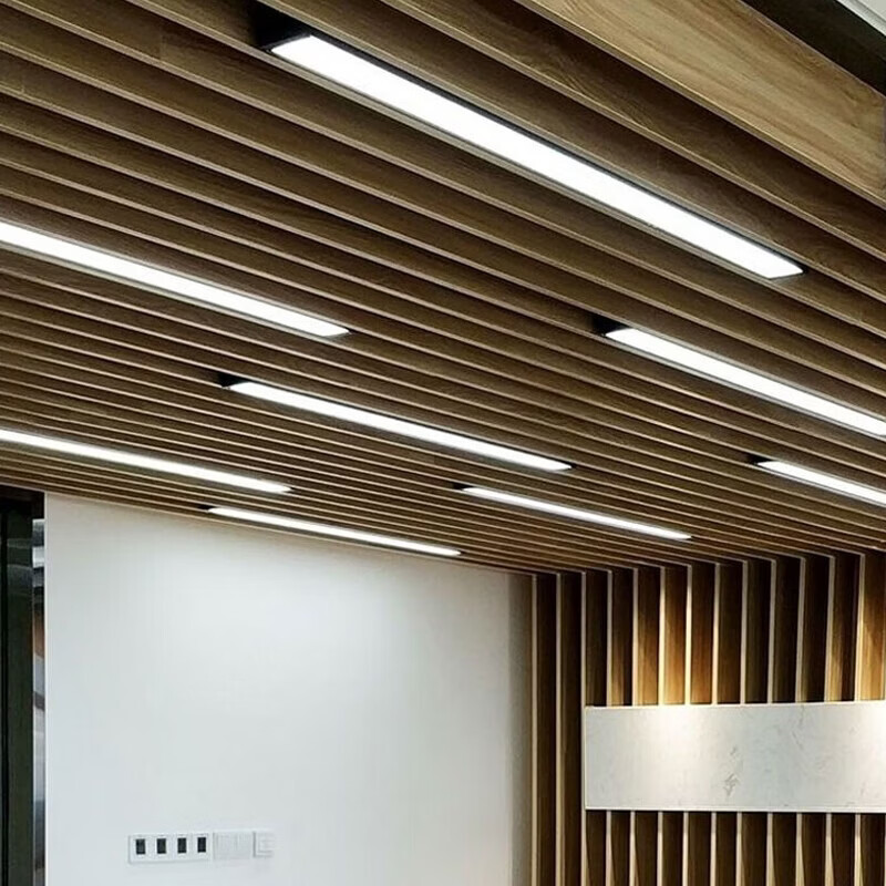 亮源方办公室吊灯LED长条灯会议教室超市吊线灯具商业写字楼健身房照明 黑色120*28cm高亮白光6个装