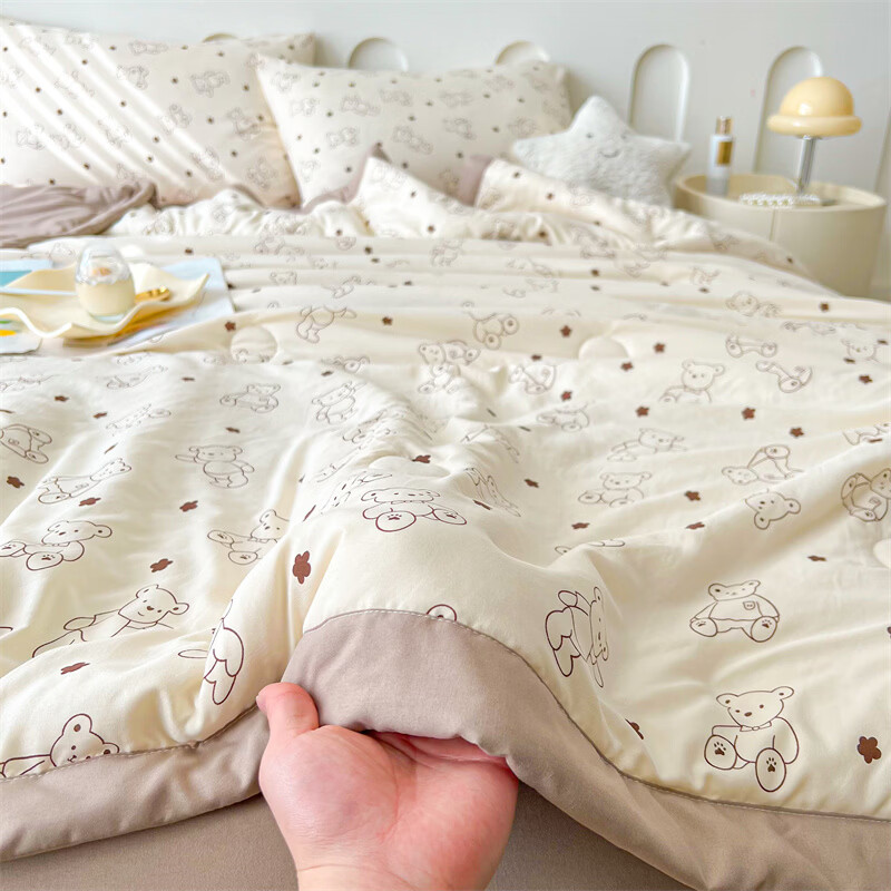 软贝A类夏凉被 混纺棉花被 空调被可机洗纤维被子被芯夏季午睡盖被 小熊博士 180x200cm单夏被