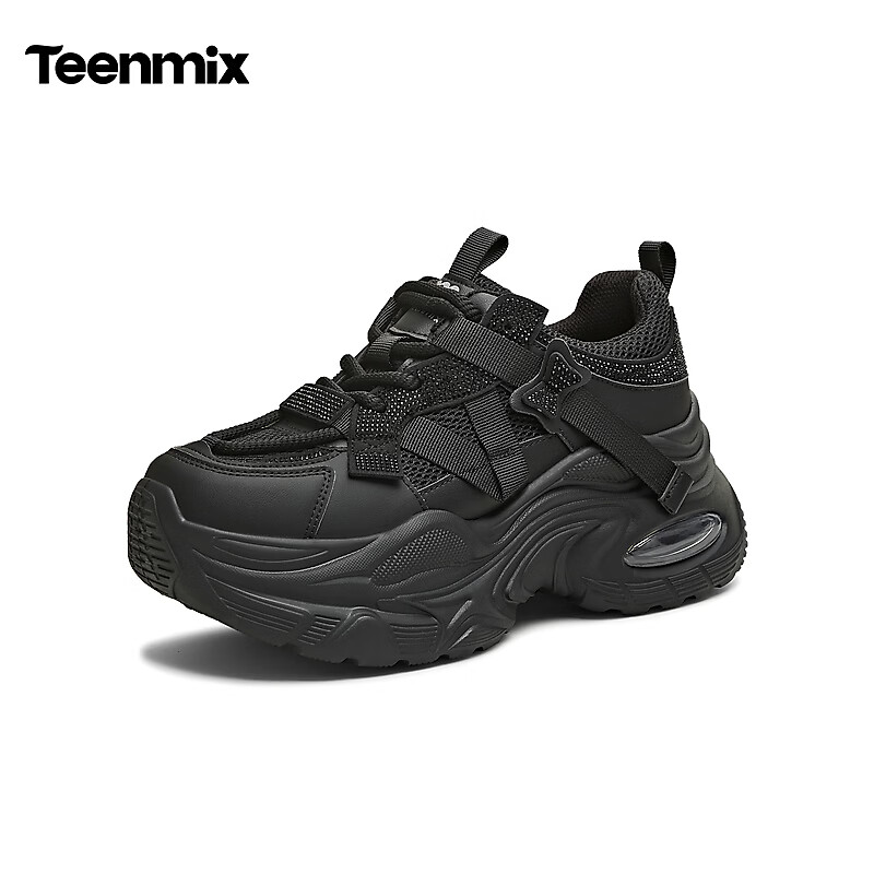 天美意老爹鞋女休闲鞋厚底商场同款时尚百搭女鞋 黑色-26新款 37