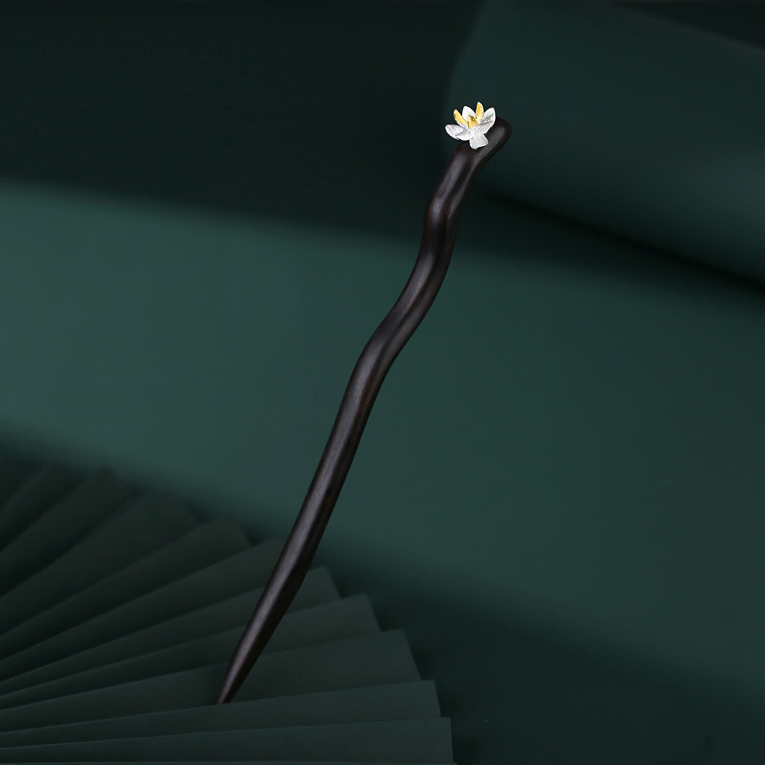 万宝资玉兰檀木发簪古风镶银玉兰簪子女现代高级感木质发簪 玉兰发簪