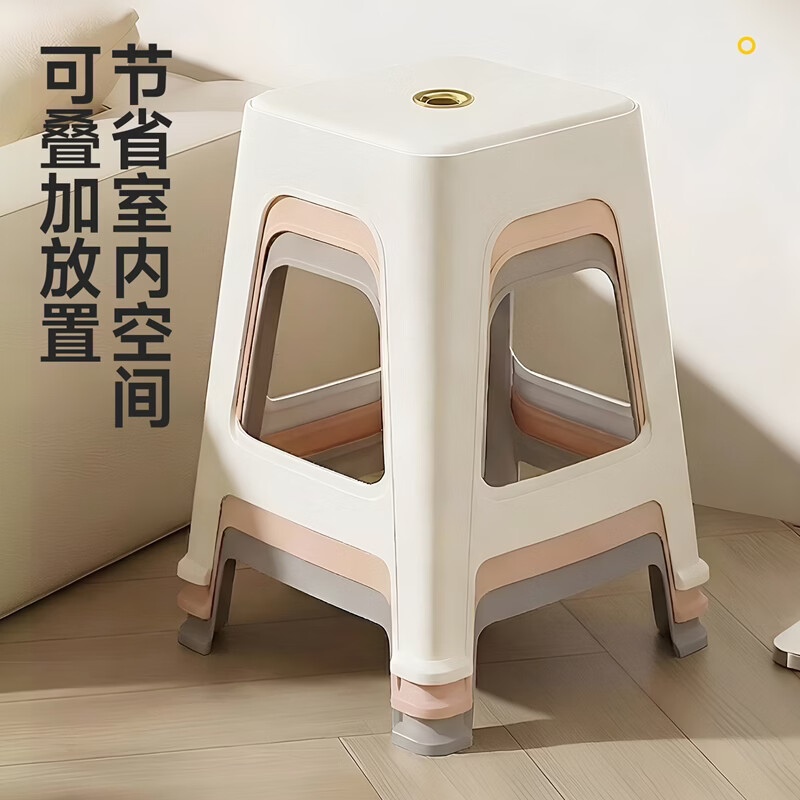 JEKO&JEKO塑料椅子凳子可叠放家用加厚结实耐用客厅餐椅餐凳板凳座椅换鞋凳 灰色1个 · 体验装【加厚加固 | 防滑耐用】