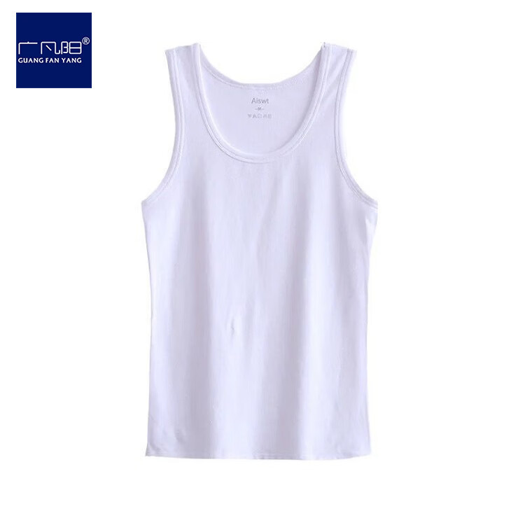 广凡阳纯棉短袖男士背心2026夏季新款打底无袖t恤全棉运动健身坎肩汗衫 白色 L 建议90-12斤