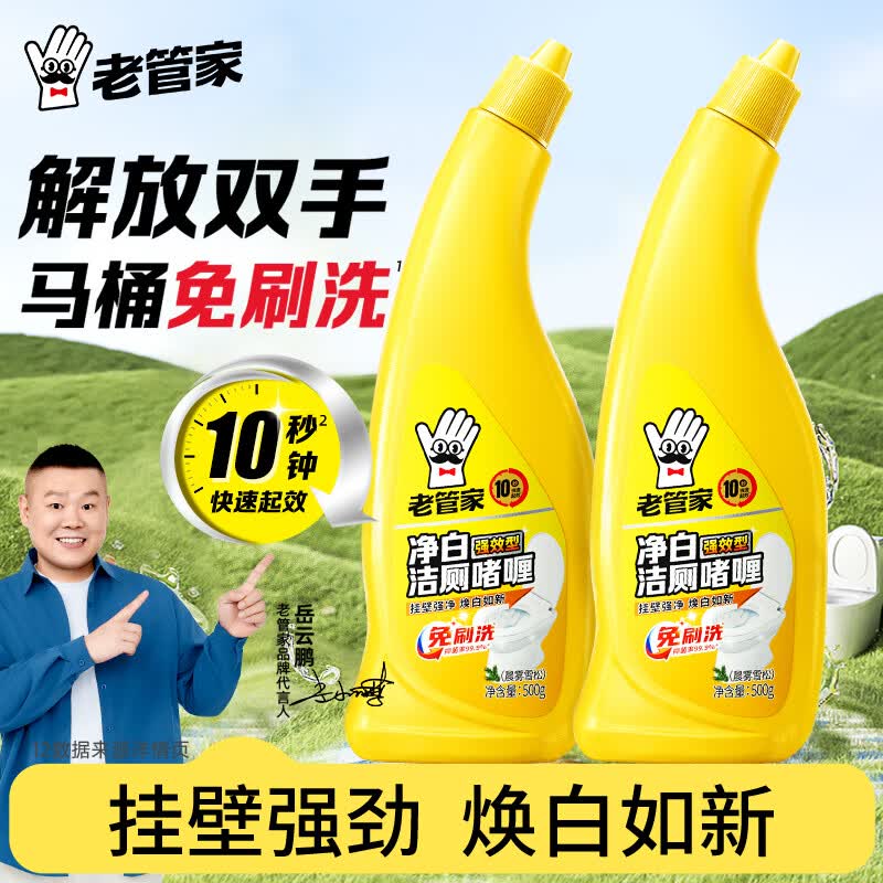 老管家洁厕灵厕所马桶清洁剂净白洁厕啫喱强力除垢除臭清香型除臭去异味 500g 2瓶