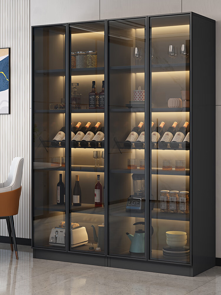 己何（JIHE）2024定制新款酒柜现代意式轻奢玻璃门客厅展示柜家用餐边柜靠墙简 三层 60宽 （送装入户） 双门感 双门