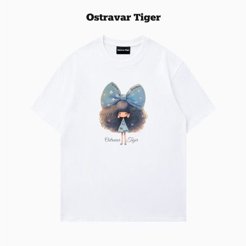 OSTRAVAR TIGER新款 重磅限定潮牌2026春夏慵懒风宽松纯棉短袖女重磅t恤 典藏白 M 100-120斤