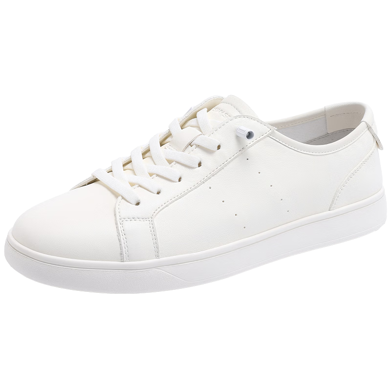 卓诗尼SPACE真皮白色系带板鞋男2026新款春透气休闲鞋简约风男鞋白色41