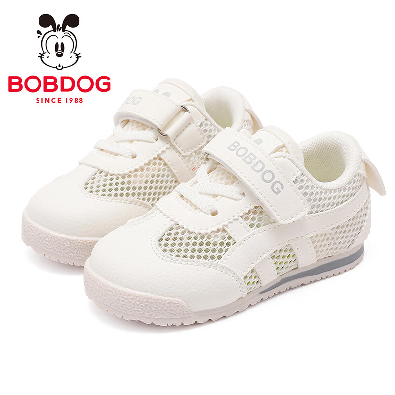 巴布豆童鞋秋季男宝宝儿童学步鞋夏款软底轻便2025新款女童机能鞋 米色(单网)62074 24 适合脚长14.3cm