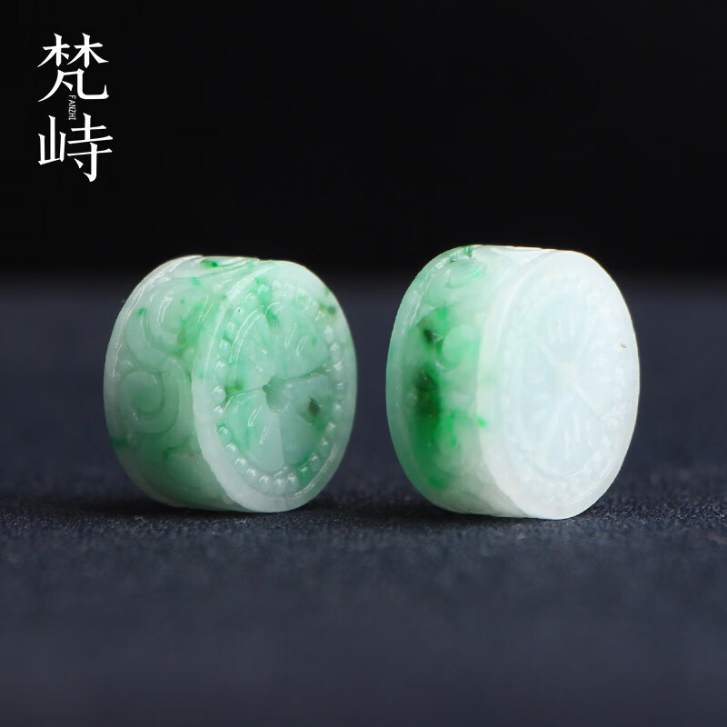 梵峙翡翠雕花平安扣怀古挂件吊坠配饰白底青缅甸A货送 小 - 16.4mm
