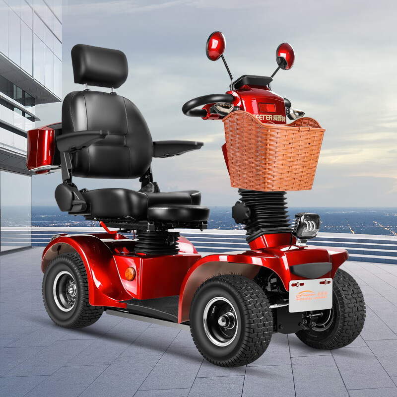 爱霏特博士后四轮电动车老年老人代步电瓶车便携可折叠智能磁刹接送