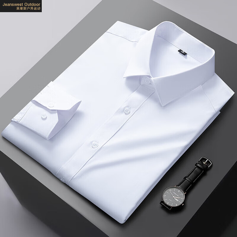 真维斯户外运动衬衫男纯色长袖商务衬衫男士棉质舒适衬衣外套衬衫 黑色 XL